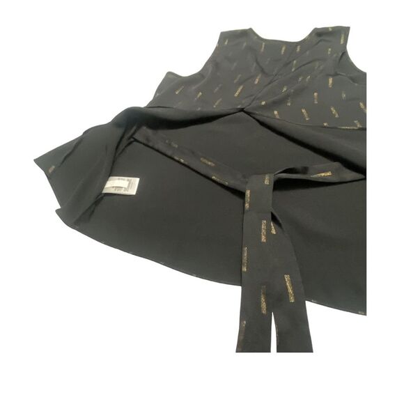 Express Top Size Medium Shirt Blouse Black Gold Satin tie back Tank - Picture 10 of 13